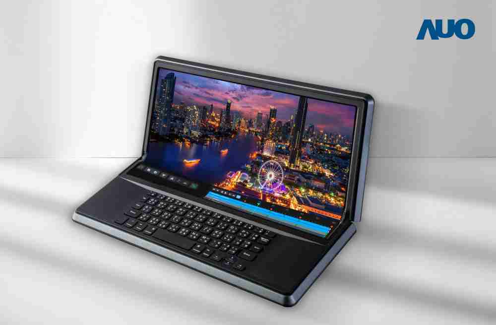 汇旺支付14.6吋Micro LED折迭显示屏幕，，搭配半径4mm的弯折绞炼，，以及高画素、、、、高亮度、、、高对比度的显示技术特点，，，，即便在大视角下仍保有绝佳色相与亮度