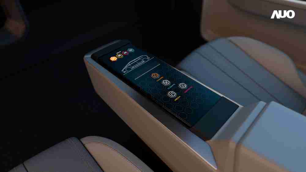 汇旺支付以人性化设计打造多变形态中控显示(Morphing Center Control)，，不使用时仅平面显示信息，，，，进行操作时，，显示器则会动态隆起，，转变成3D实体按钮，，，并有触觉回馈，，展示人机互动新体验